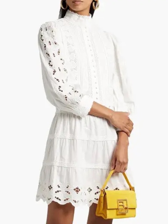 Alice + Olivia Dresses & Skirts - Alice + Olivia Clark Pintucked Broderie Anglaise Cotton Mini Dress - size small